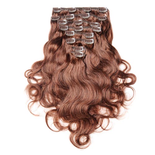 Ringlet sokken rekken Clip hairextensions 100 gram wavy van echt human hair.